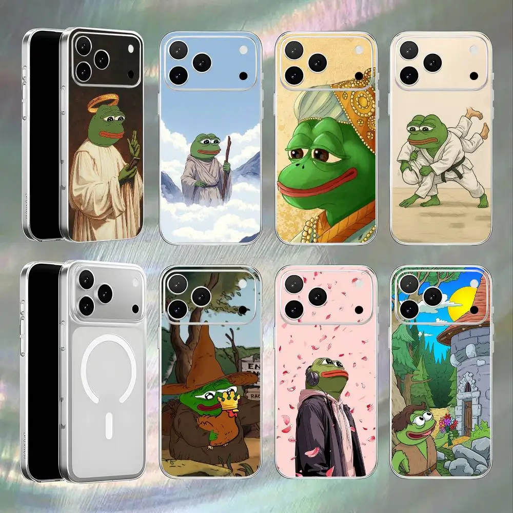 

Funny P-Pepe the Frog Phone Case For iPhone 17,16,15,14,13,12,11,Pro,Max,Plus,E,Air,Mini Magnetic Magsafe Frosted Clear