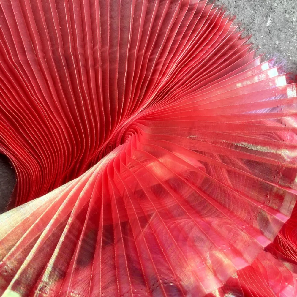 

Креативная блестящая плиссированная органза, радужная ткань «Русалка» ручной работы, 100*150 см, материал для рукоделия, товары для пошива одежды