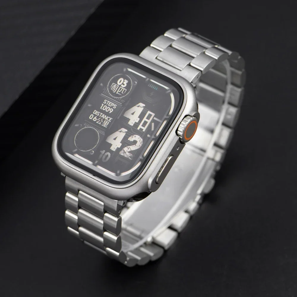 حزام + حافظة لساعة أبل باند 46 ملم 42 ملم 44 ملم 45 ملم 41 ملم غطاء كامل معدني سوار فولاذي غير قابل للصدأ Iwatch Series 11 10 9 8 7 62027
