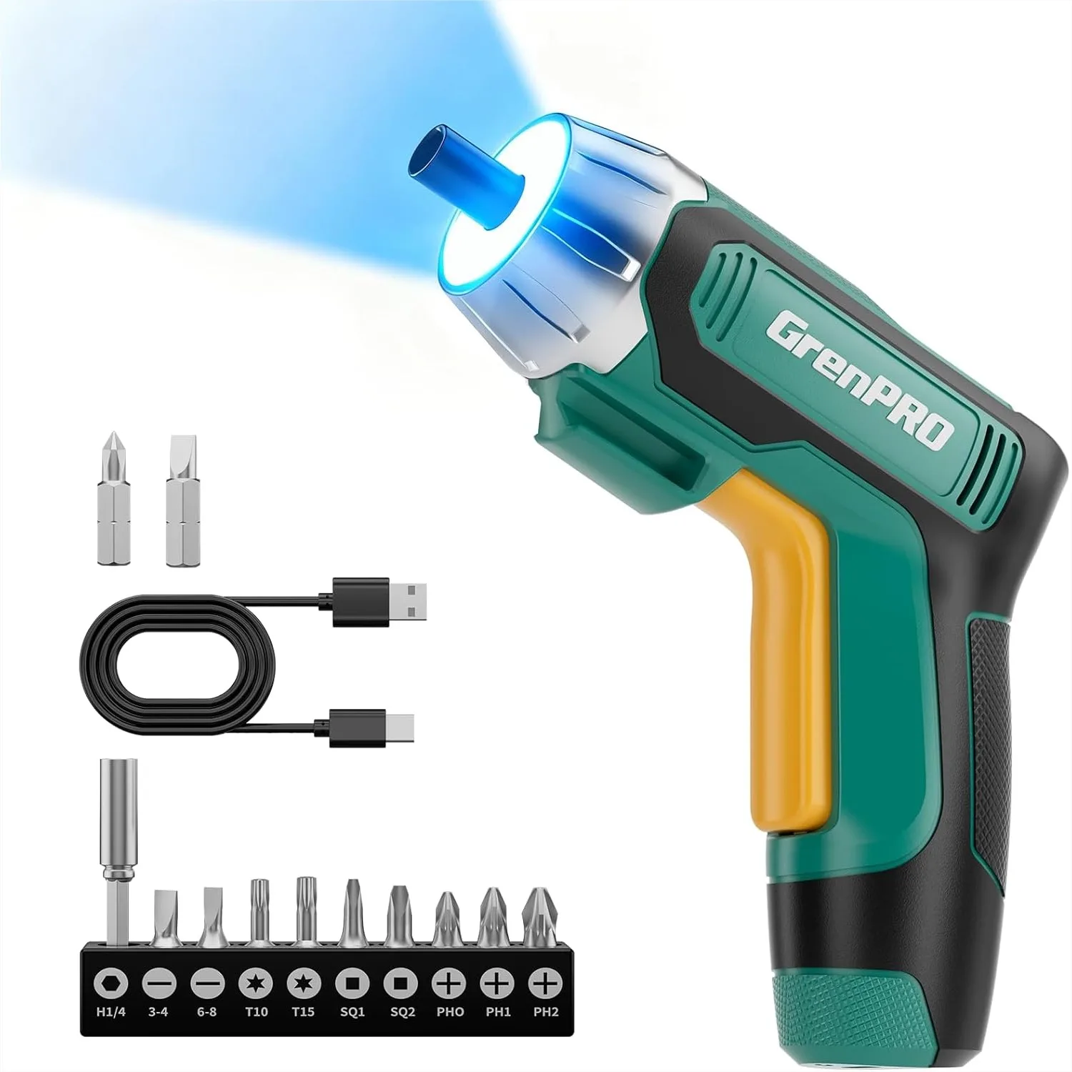 

4V Electric Screwdriver Rechargeable 10pcs Cordless Screwdriver Set With Bits USB Small Power Screwdriver Green For Home Repairs