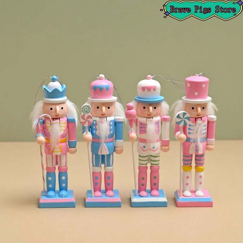 1/4/6Pcs Random Christmas Tree Pendant Macaron Candy Series Holiday Gifts Nutcracker Puppet Soldier Party Home Decoration