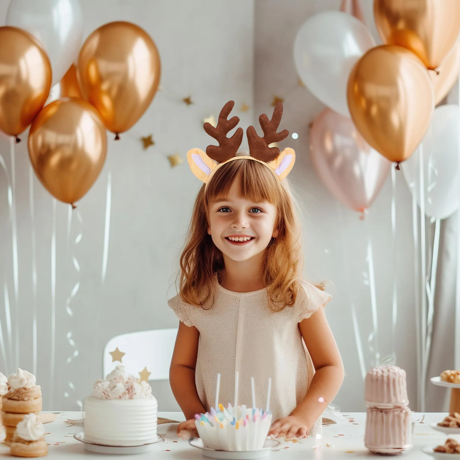 

Chic Antler Hairband Flocked Deer Headwear Xmas Hair Accessory Party Hair Decor Holiday Hair Ornament Christmas Celebration Wear