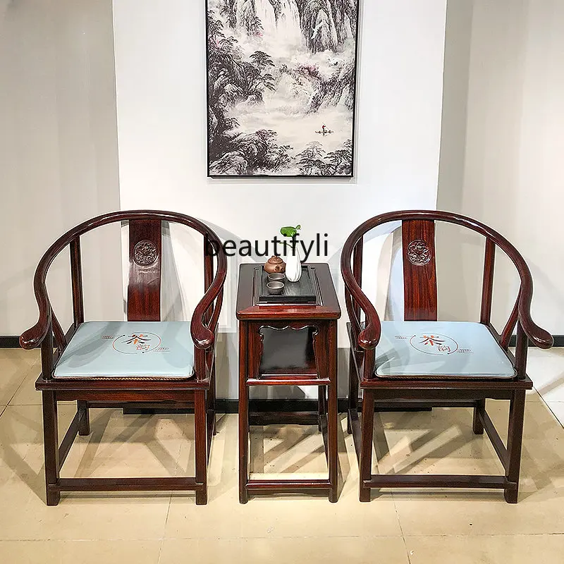 

East Africa Rosewood round-Backed Armchair Rosewood Armchair Palace Chair Three-Piece Set Leisure Chair Chinese Style