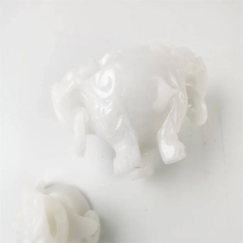 Chinese Natural White Jade Carved,Three Legged Double Ear Hanging Ring Dragon Incense Burner