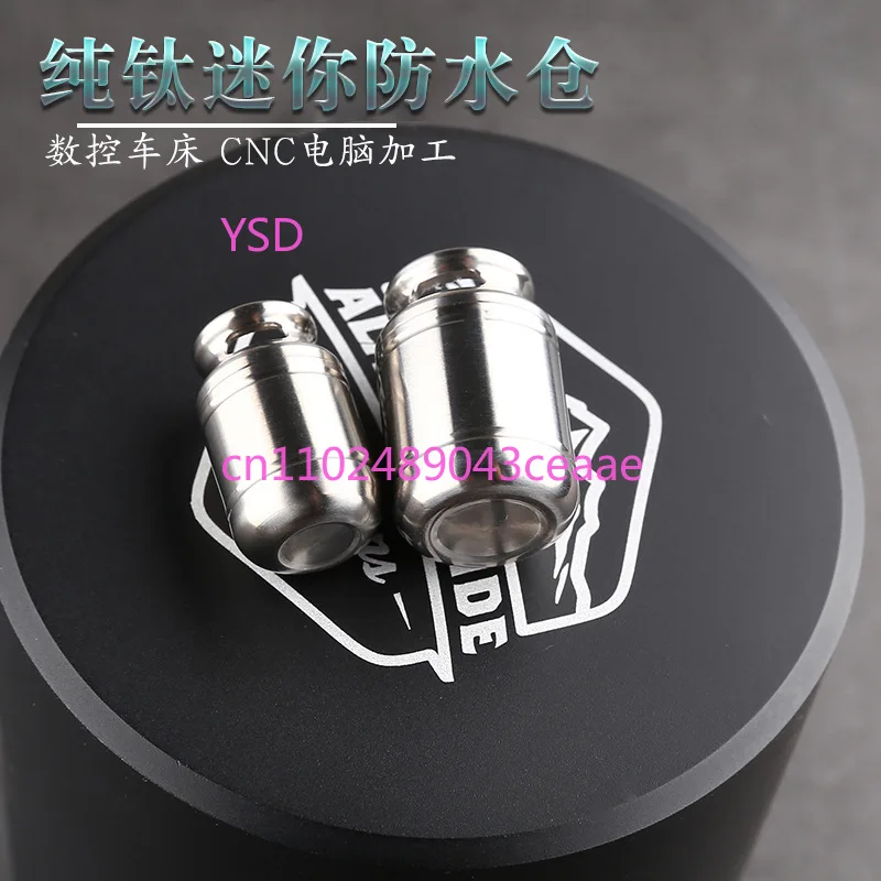 Mini Titanium Waterproof Pill Container Key Ring Pendant Airtight Sealed Titanium Can EDC Carry-on Accessory