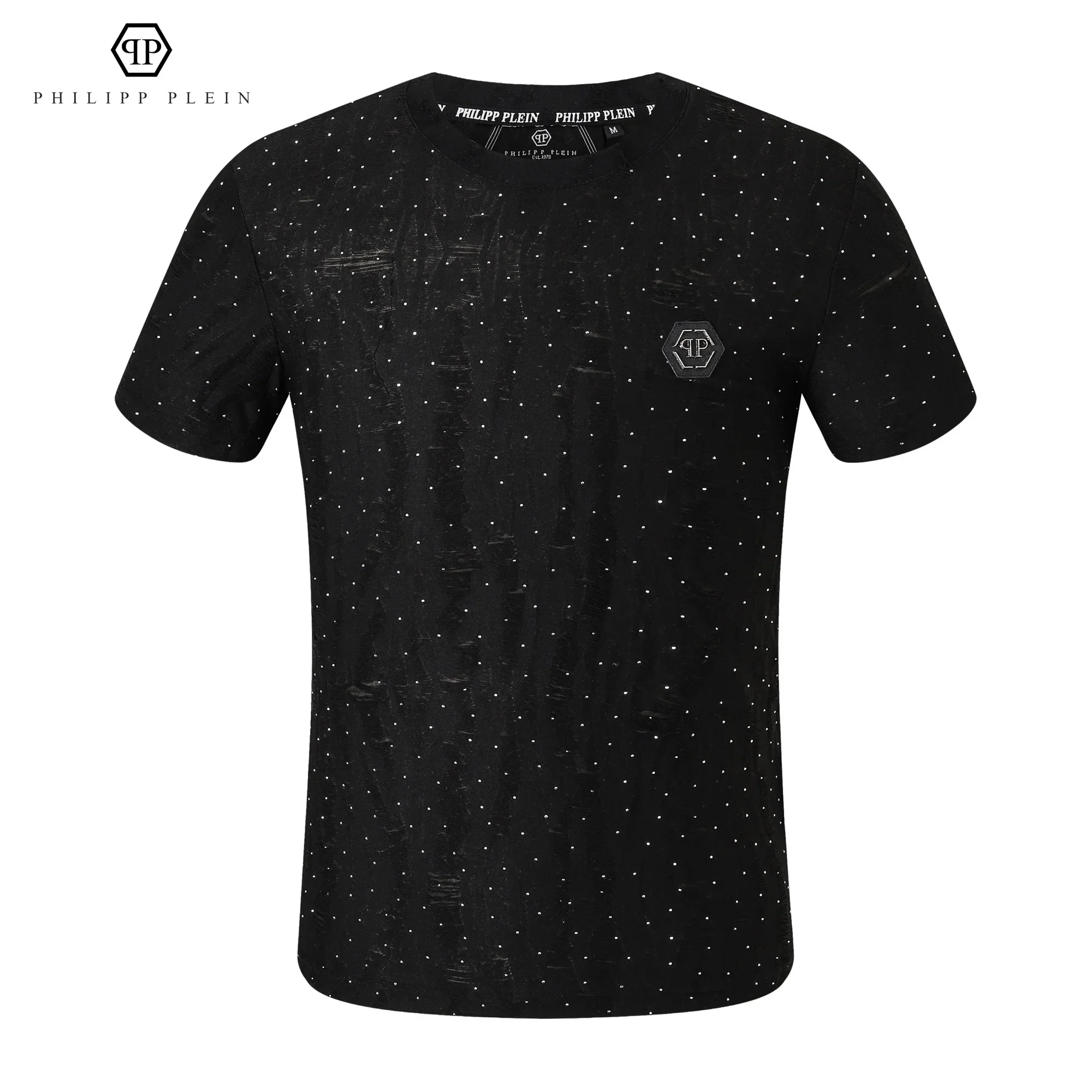 Philipp Plein New Trend Personality Fashion Summer Men's and Women's Diamond Crew Neck shirt Men's Casual Outdoor Party