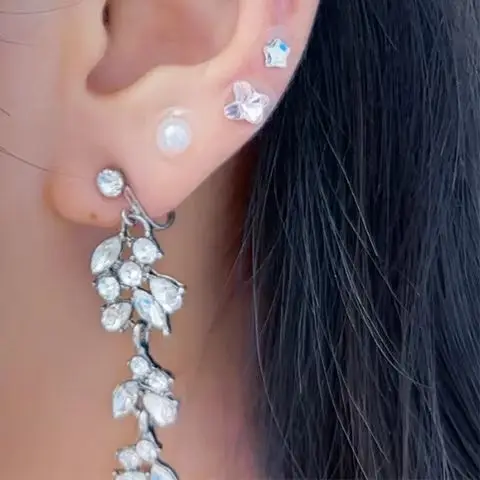 

Fashion Bowknot Colorful Rhinestone Pearls Ear Point Stickers Ear Pressure Stick Acupuncture Auricular Ear Stickers Massage