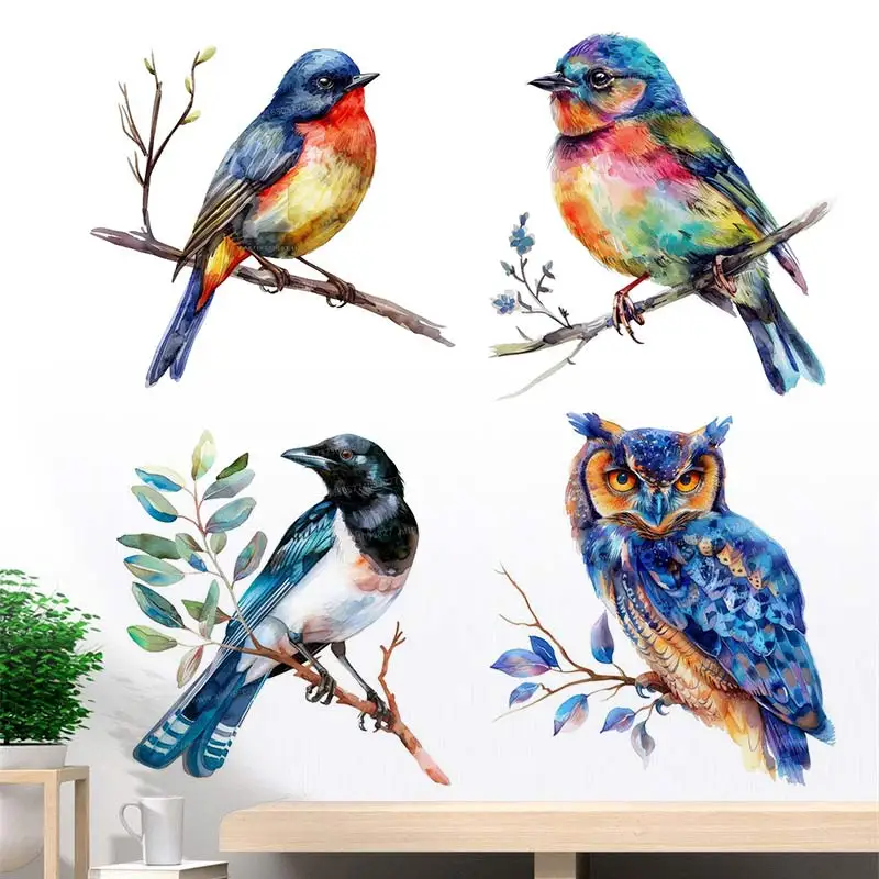 

Watercolor Wild Birds Wall Sticker Bathroom Toilet Decor Living Room Cabinet Refrigerator Home Decoration Decals S267