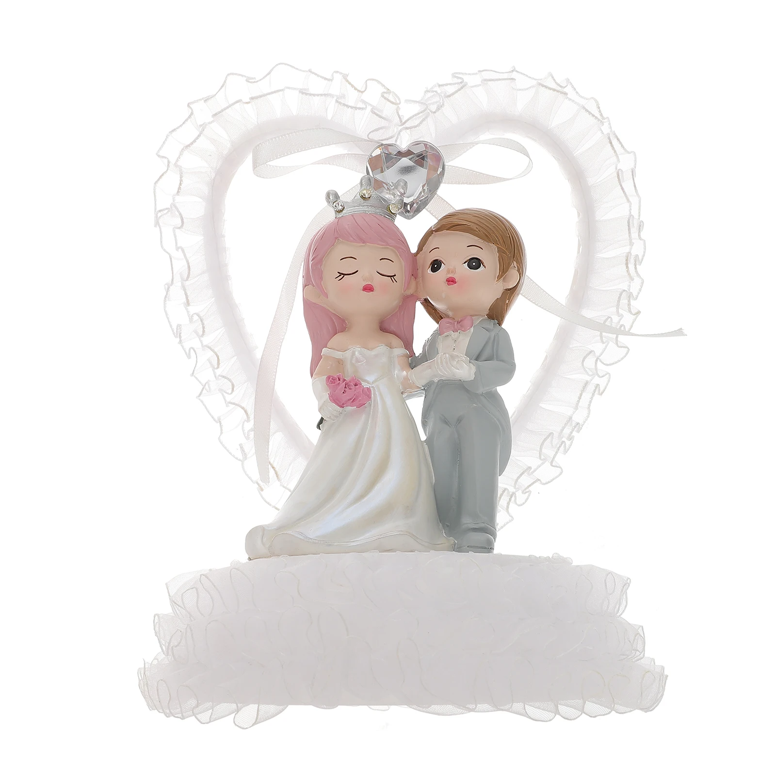 

Bride Groom Ornaments Mini Wedding Cake Decorations Couple Statue Party Figurines Tabletop Lovers Resin Material Easy Clean