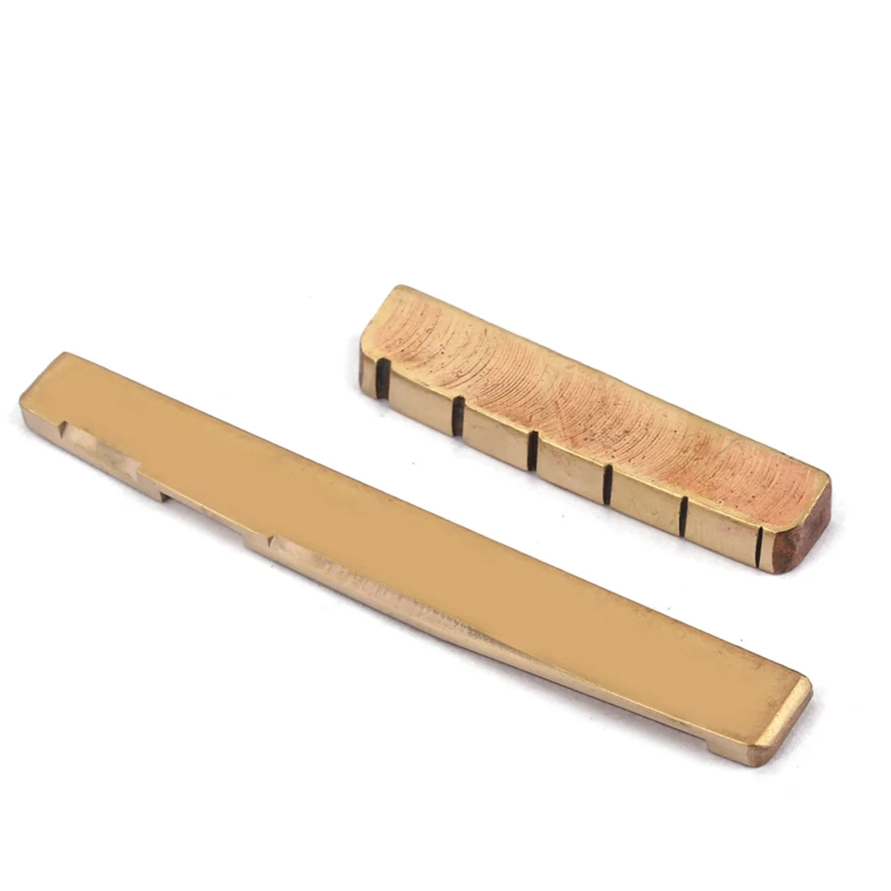 

Brass Guitar Bridge Nut Saddle Red Crystal Design Smooth Polished Acoustic Guitar Replacement Parts Bridge with Nut