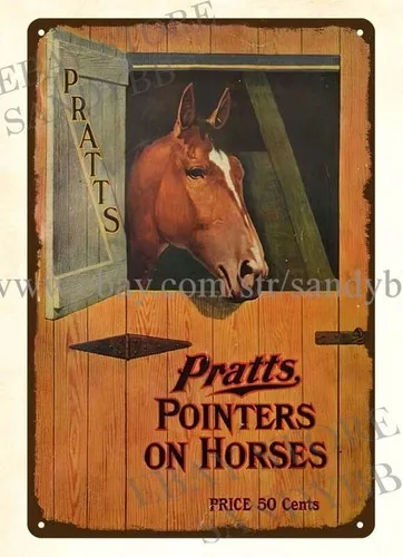 1905 PRATTS POINTERS ON THE HORSES Metall-Blechschild, Poster, kollektive Wandkunst