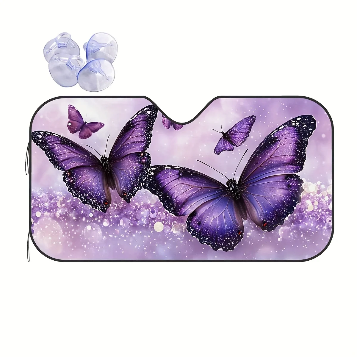 

1pc Purple Butterfly Sparkle Glitter Car Sunshade - Fit Windshield UV & Heat Protection, Easy Install Car Interior Accessory For
