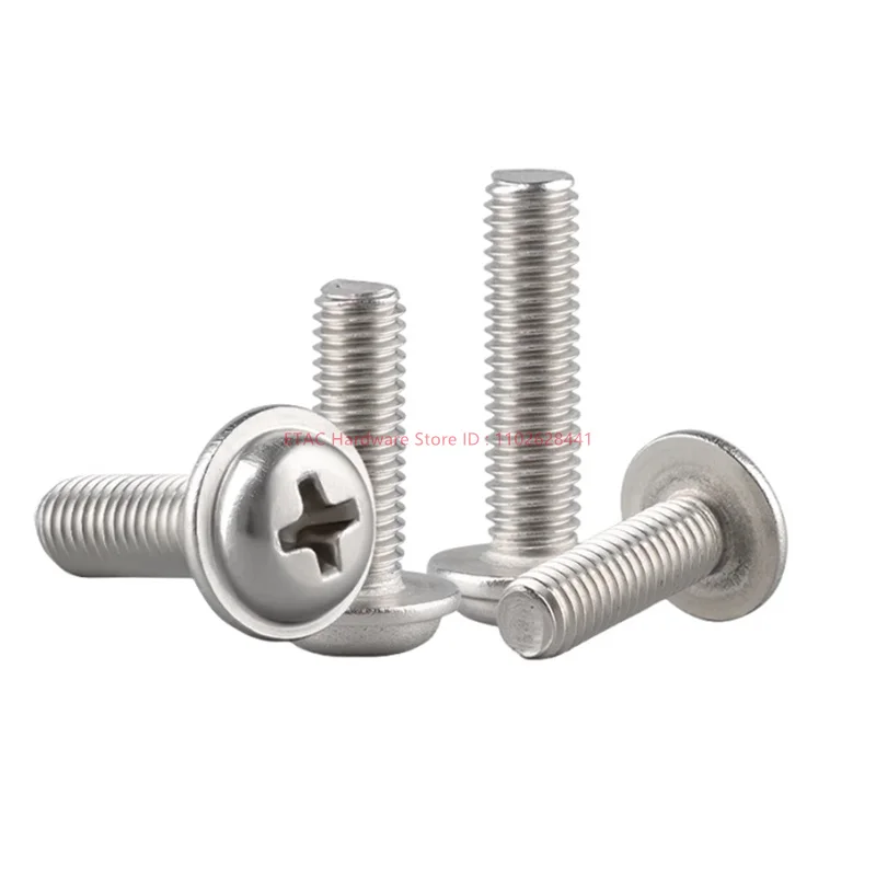 M1.4 M2 M2.5 M3 M3.5 M4 M5 M6 M8 DIN967 Stainless Steel PWM Cross Phillips Pan Round Head With Washer Padded Collar Screw Bolt