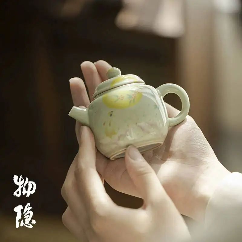 Wuyintang hand Painted Jade Rabbit Gazing At The Moon Antique Style Handheld With Ball Hole Gift Box Set Ceramic Scholar s