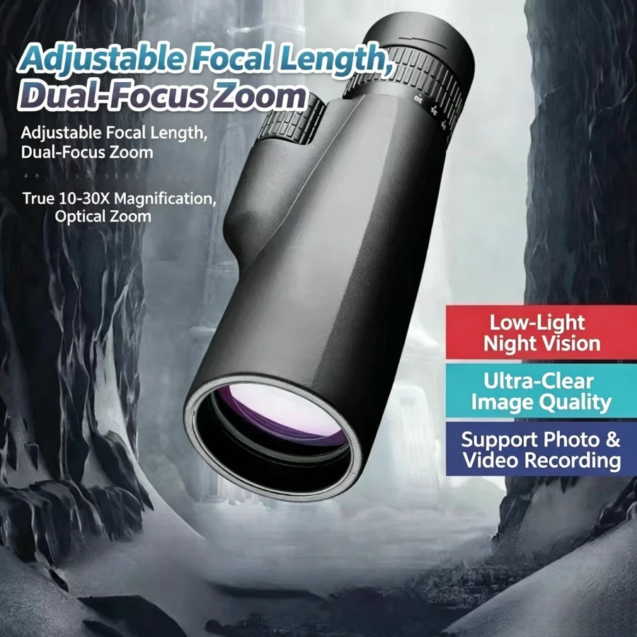 10-30X50 Zoom Monocular Telescope High Power HD Optical Scope with BAK4 Prism FMC Optics Low-Light Performance for Bird Watching
