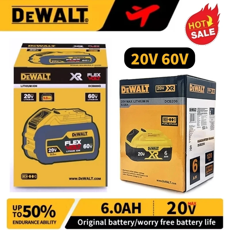 👍100% Genuine Dewalt Battery 20V  6AH 9AH Rechargeable Lithium Ion Battery, Dewalt DCB200 DCB206 Power Tool Replacement Battery