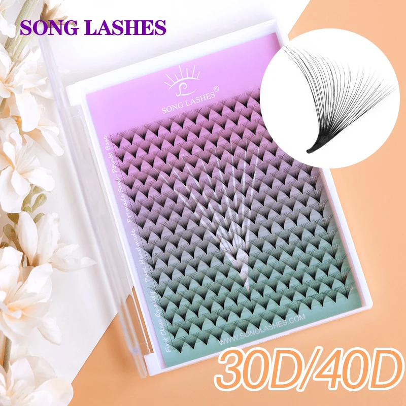 30D&40D  Premade Volume Fans 8-15mm Korean PBT material High quality eyelash extension products Pointy Stem Russian Volume Fans