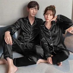 Couple Pajama Sets For Mens Pyjama Loungewear Long Sleeve Sleep Plus Size Pj Trousers Satin Pajamas Sleepwear Lover Silk Pijamas