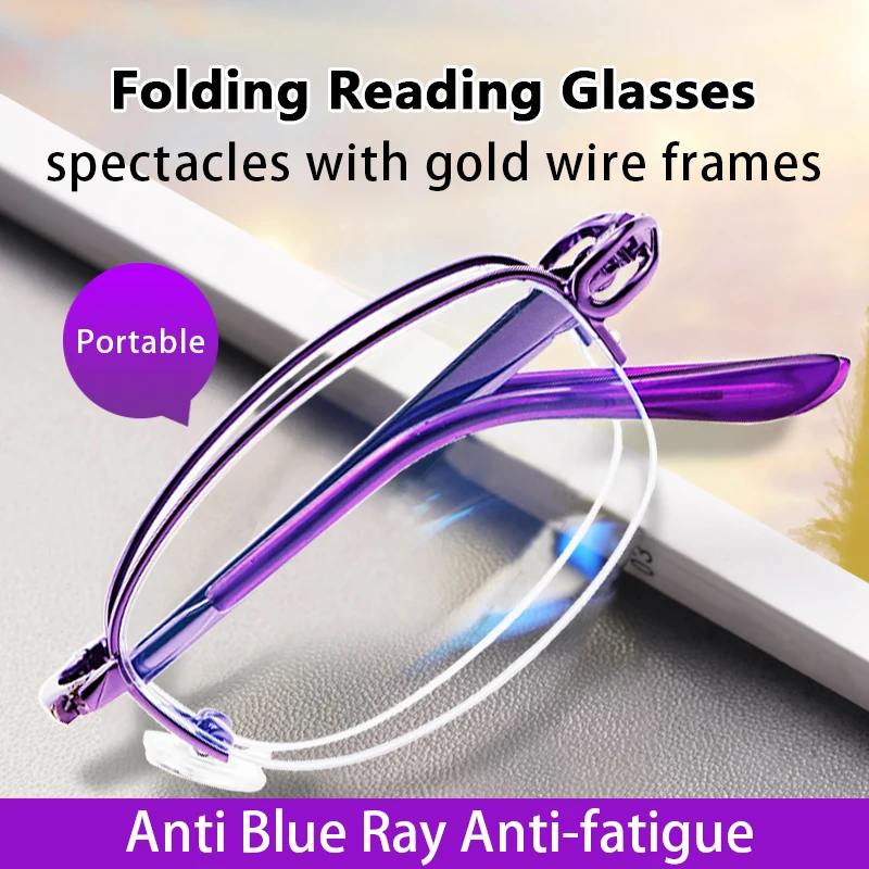 

Бифокальные складные очки для чтения с блокировкой синего света для женщин, складные портативные карманные очки с защитой от синего света