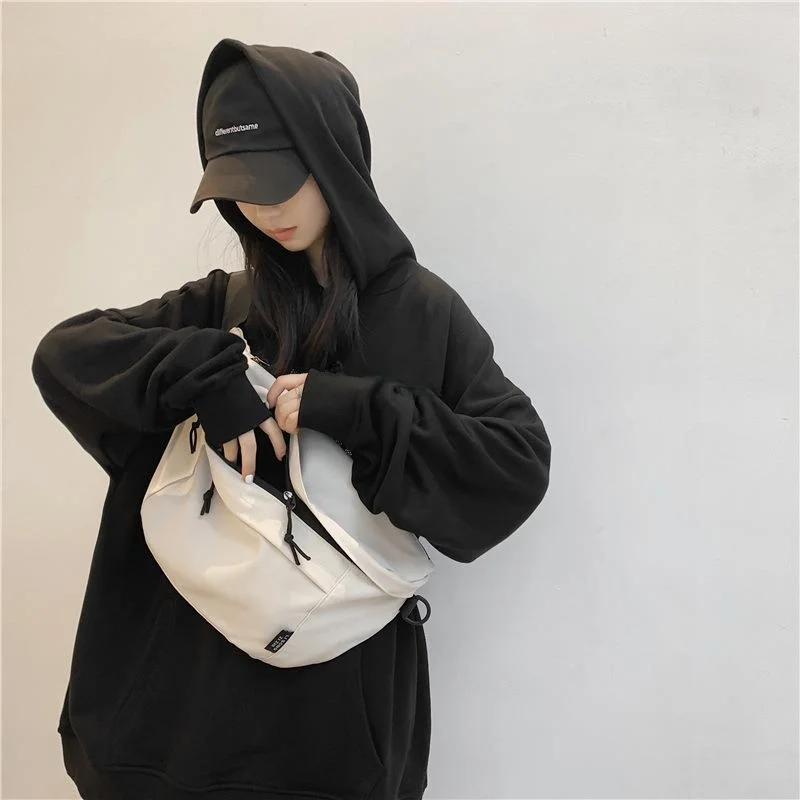 2026年韓国風学生スポーツファニーパックメンズファッショントレンドクロスボディバッグ軽量シングルショルダーバッグストリートスタイルナイロン素材