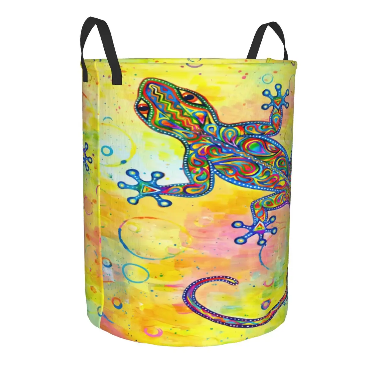 Custom Gecko Psychedelic Paisley Lizard Laundry Basket Collapsible Baby Hamper for Nursery Toys Organizer Storage Bins