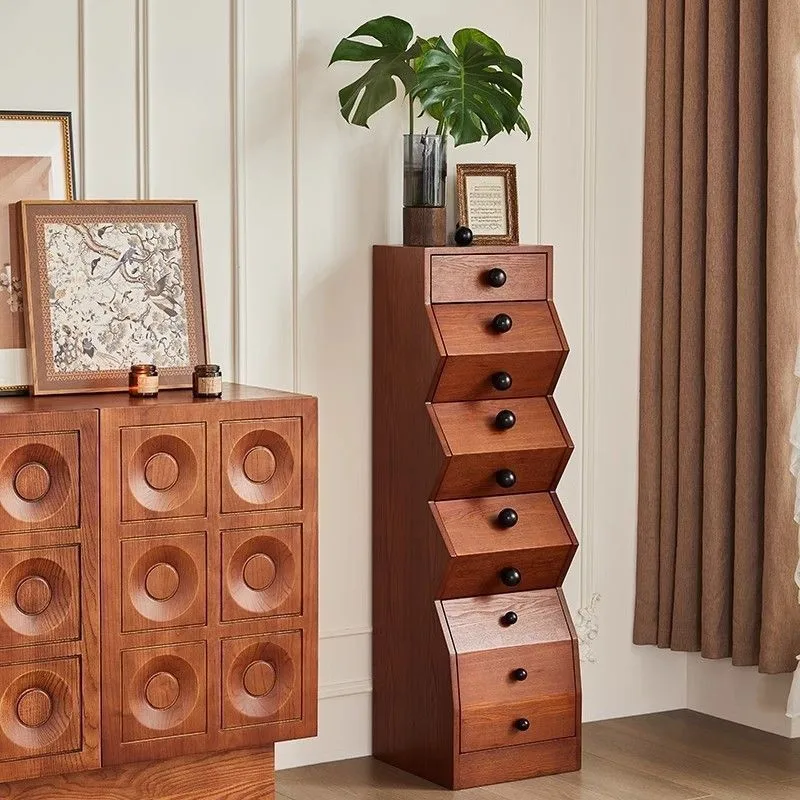 All solid wood antique cabinet multi-functional living room retro locker design sense special-shaped irregular cabinet