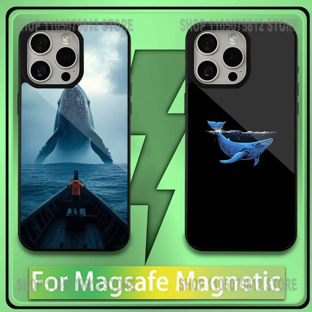 

Ocean Shark Whale Phone Case For iPhone17,16,15,14,13,12,11,Plus,Pro,Max,Mini Soft Magesafe Magnetic Wireless Charge