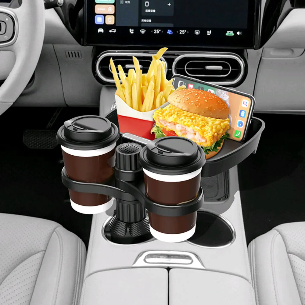 

Car Cup Holder Food Tray 360 Degree Adjustable Car Cup Holder Tray With Swivel Base Organized Drink Holder For Car Accesssories