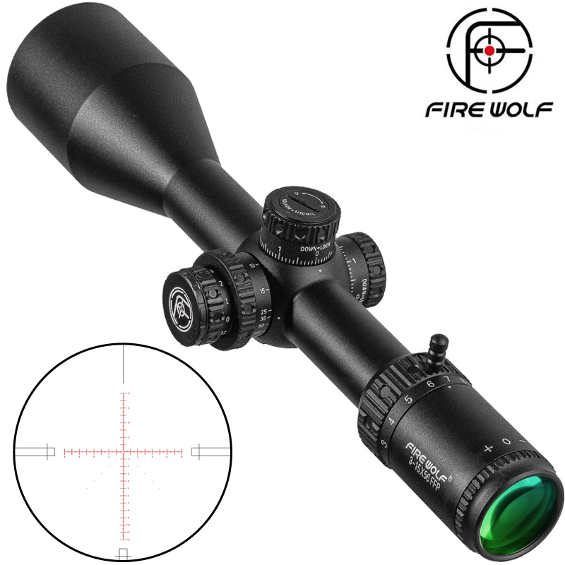 

FIRE WOLF 3-15X56 FFP First Focal Plane Scope Tactical Riflescope With Illumination For Long Range Shooting Hunting Fit .338