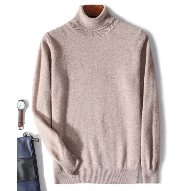 Men\'s Turtleneck Mink Cashmere Sweater Men 2024 Autumn Winter Large Size Loose Knitted Sweater Keep Warm Top Men Jumper