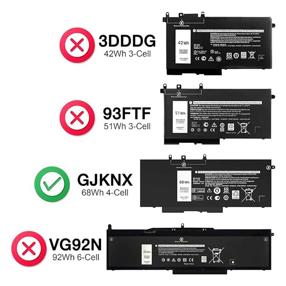 GJKNX Laptop Battery for Dell Latitude 5280 5288 5290 E5480 E5580 E5490 E5491 E5590 E5591 5480 5488 5490 Precision 15 3520 M3530