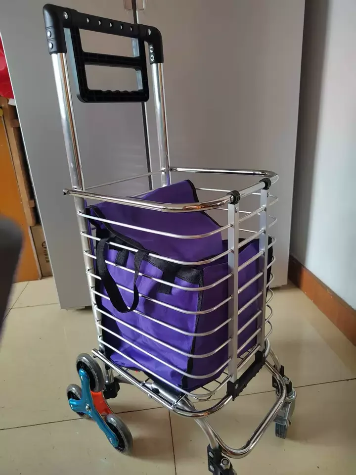 Carrito de compras plegable con ruedas, carrito de supermercado ligero, carro portátil de mano para personas mayores, cesta rodante para mercado