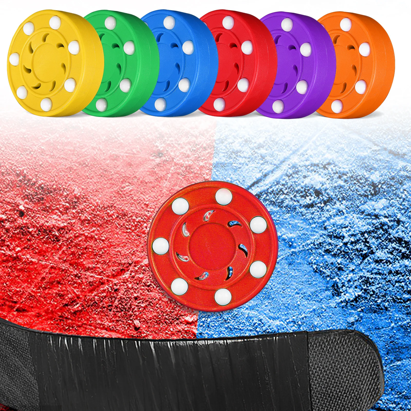 

6pcs Ice Pucks Training Stable Rolling Street Hockey Practice Balls For Indoor Outdoor Skill Development Plastic Hockey