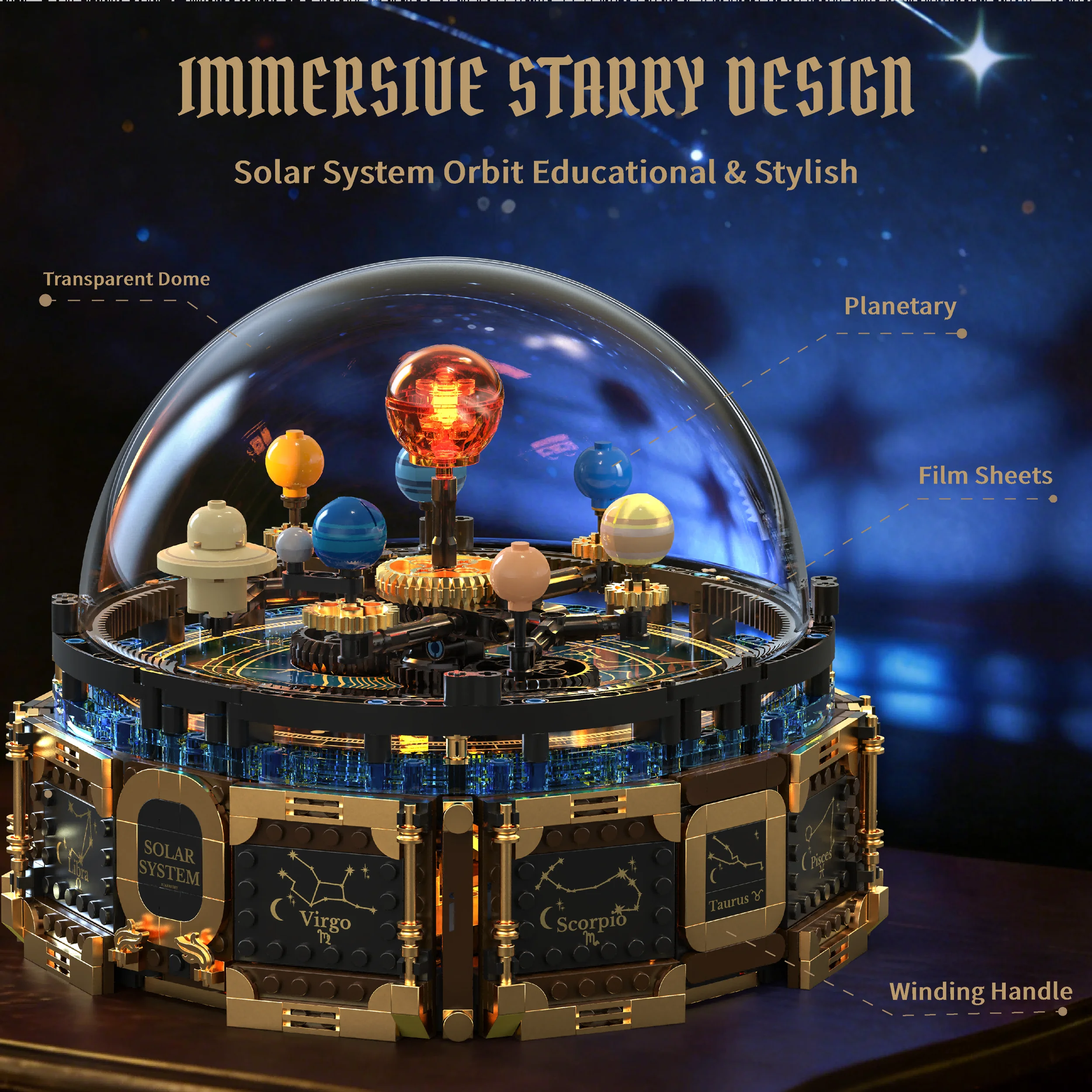 mechanical-solar-system-music-box-building-blocks-rotating-orrery-zodiac-signs-gear-model-creative-diy-assembly-toy-gift-for-kid
