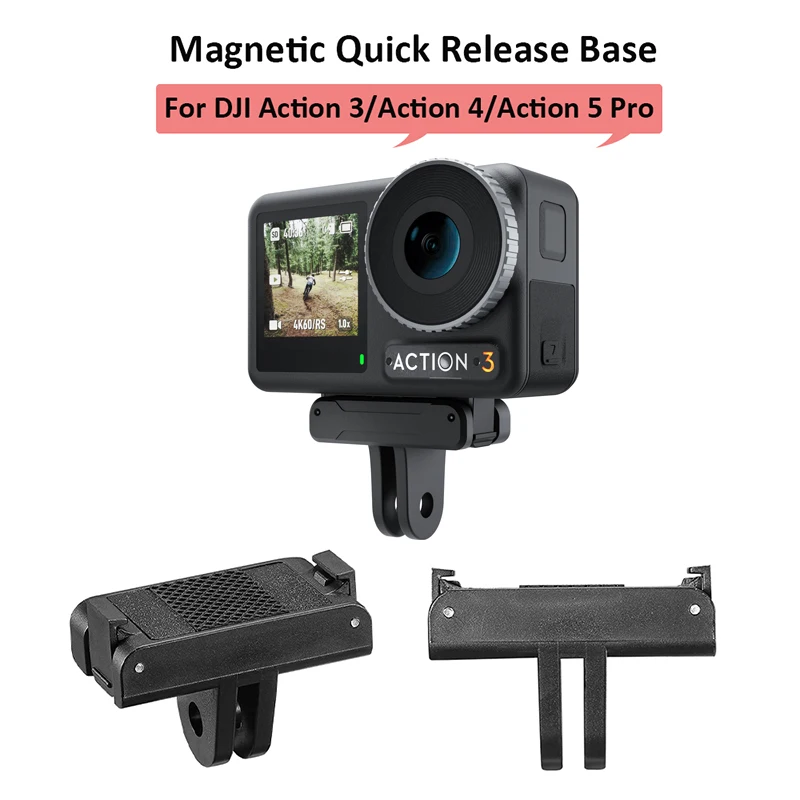For DJI Action 5pro Magnetic Mount Quick Release Two Claw Adapter Extension Base for DJI Osmo Action 3 4 5 Pro Len Cap Accessory