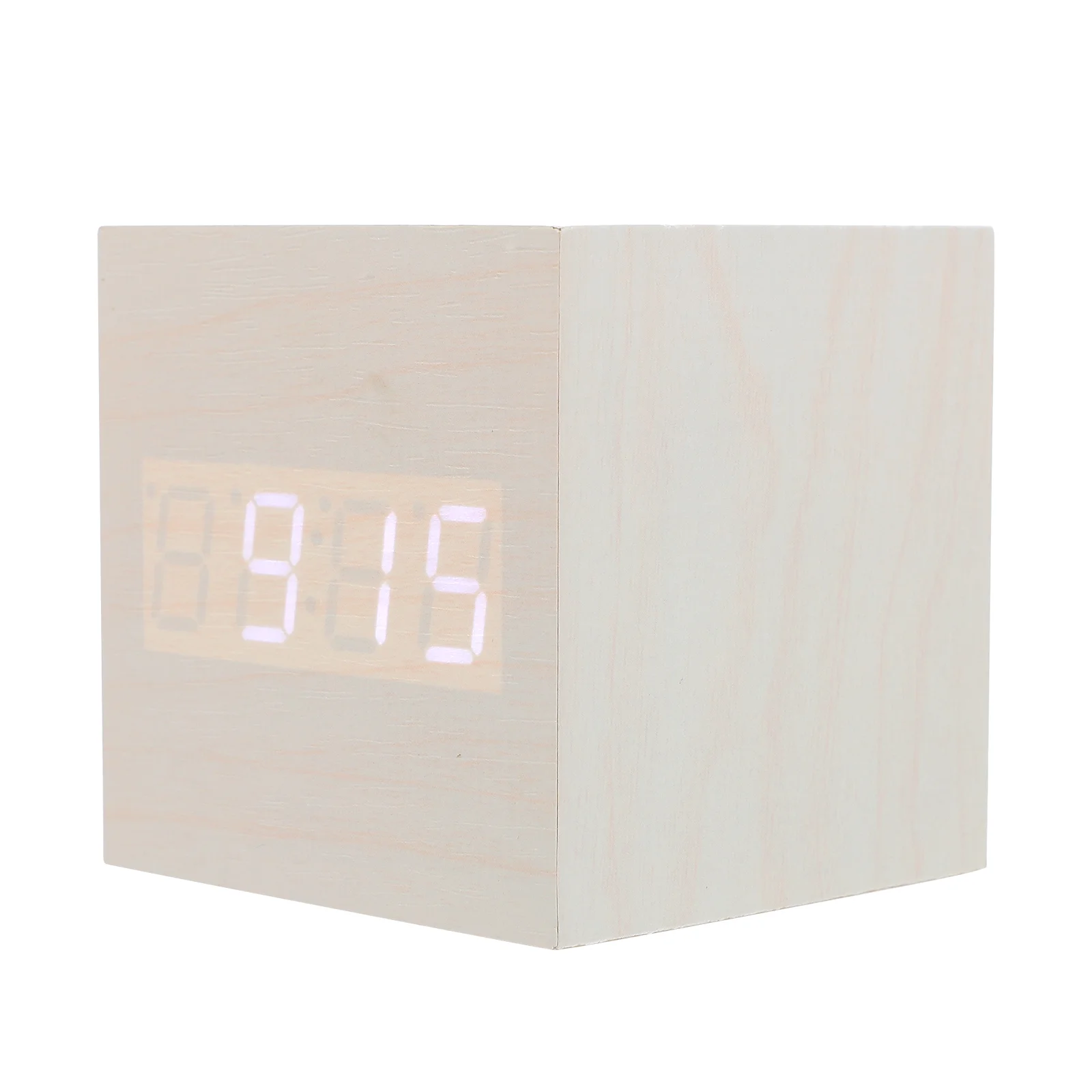 Electronic Alarm Clock Wooden LED Anti-Snooze for Kids Desk Density Board Square Child