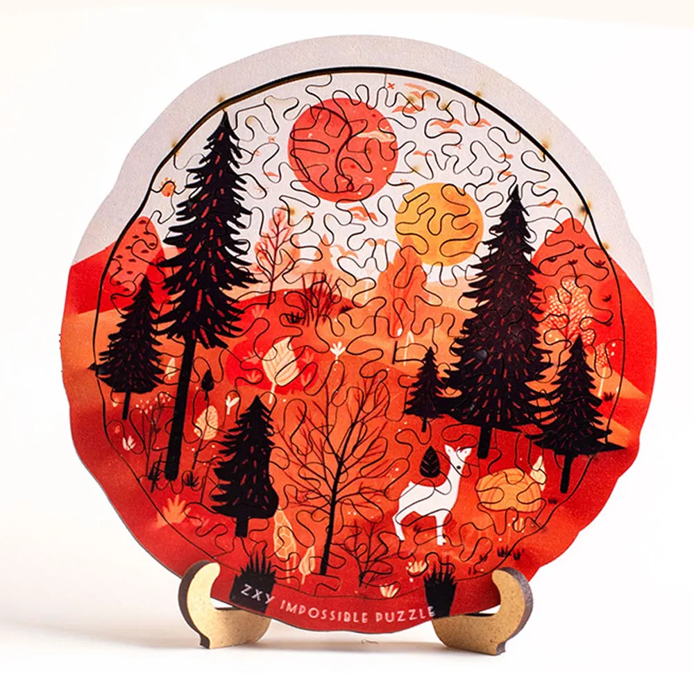 

70PCS Wooden Puzzle Autumn Forest High Difficulty Puzzle Fun Gift Series Children's Educational Toys Creative Decoration UG363