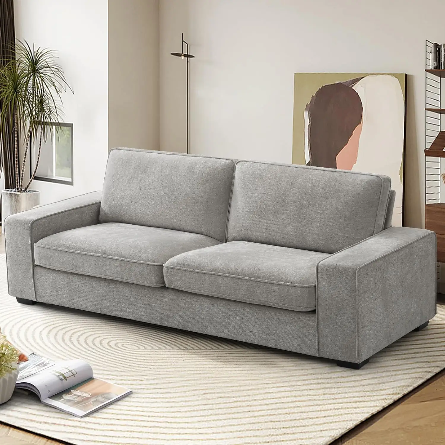 

Loveseat, Small Chenille Loveseat 2-Seater Modern Deep Seat Couch with Removable Back and Cushions, Lounge Sofa