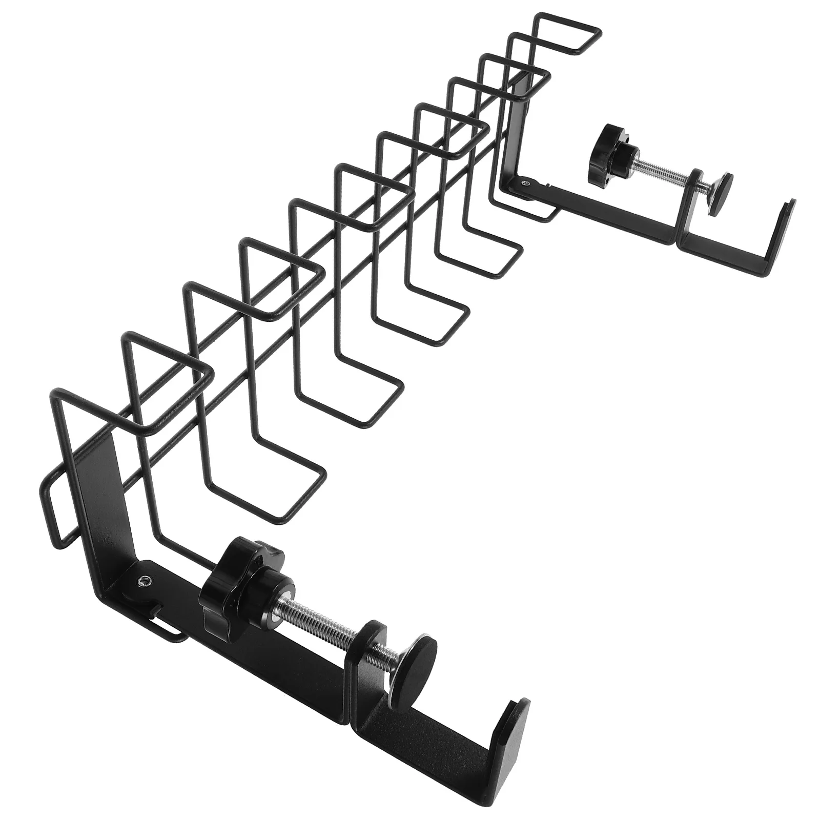 

Table Clip Socket Storage Rack Cable Organiser under Desk Holder Management Tray for Desktop Black Color Metal Wire Cord Keeper