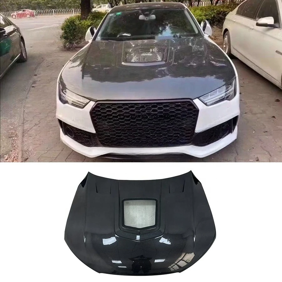 

Carbon Fiber Front Hood for A6 S6 RS6 A7 RS7 2012-2018 Upgraded IMP Style Front Engine Hood Bonnet Valve Cover Car Parts