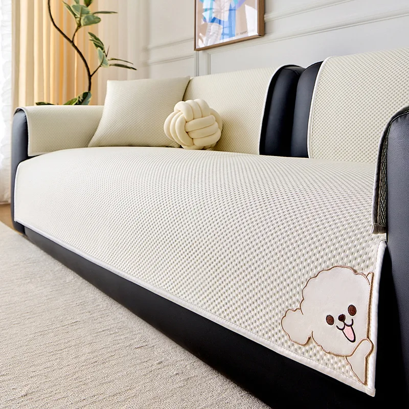 

2025 New Summer Solid Color Ice Silk Sofa Cover Slipcouch Non-Slip Summer Cooling Cushion Living Room Decoration Sofa Cushion