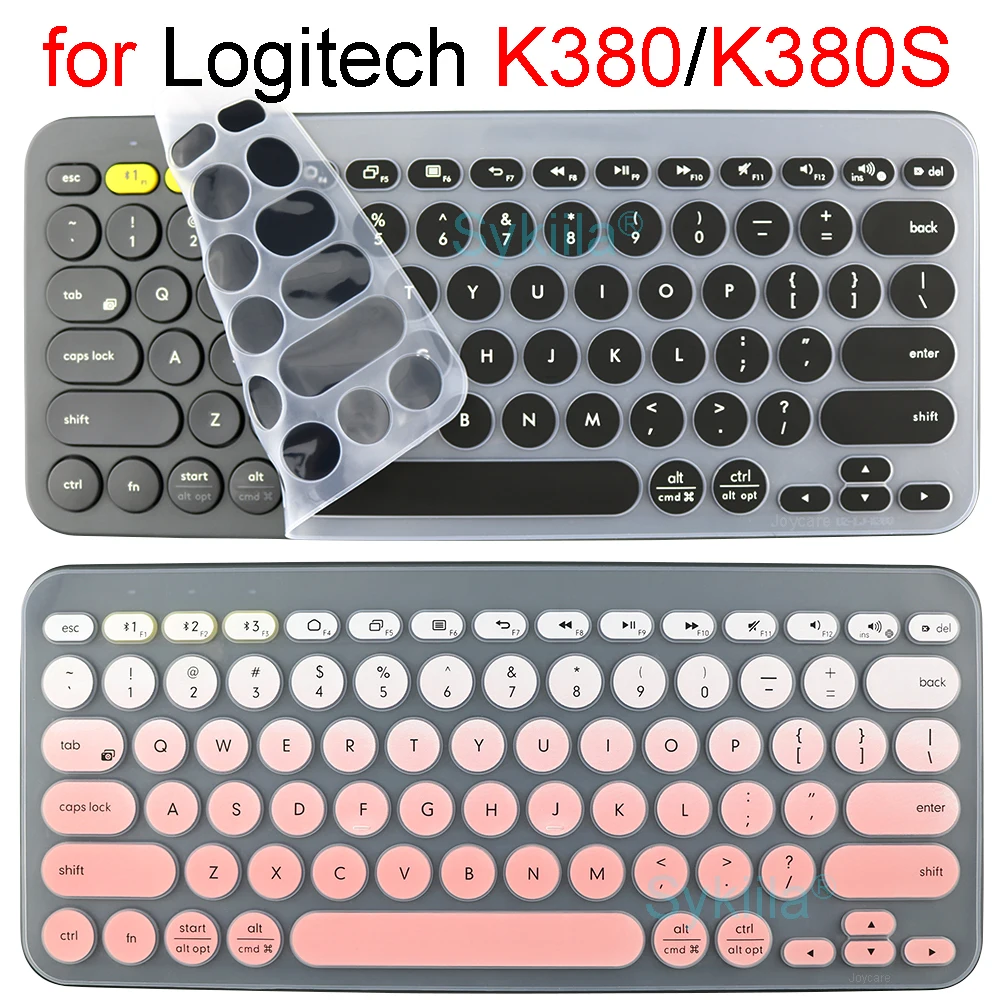 K380 Keyboard Cover for Logitech K380S Silicone Protector Skin Case Film for Logi Pebble Keys English Korean Pink Clear Black