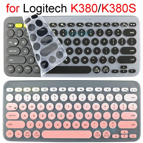 Imagen 1 del producto Funda de teclado K380 para Logitech K380S para teclas Logi Pebble, funda protectora de silicona, película en inglés, coreano, rosa, negro claro