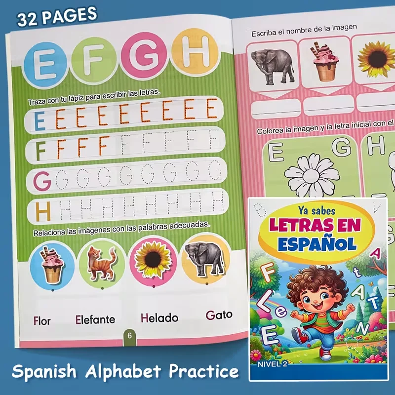 32-Page Spanish ABC Letter Tracing Workbook – Writing Activity Pages for Home and School – Spanish Phonics Workbook
