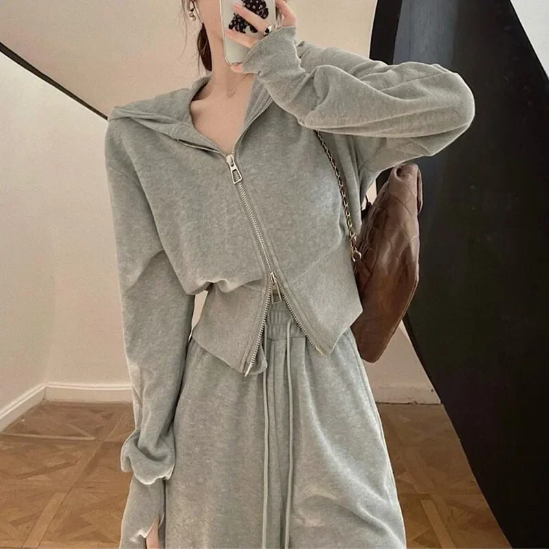 Women Fashion Clothing Sets Casual Tracksuit Hoodies+Pants 2Pcs Suit Solid Color 2024 Spring Autumn Female Loose Sports Outfits