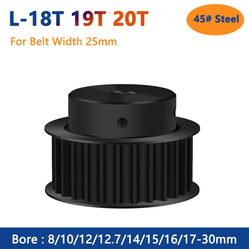 1pc 18 19 20 Teeth L Timing Pulley 18T 19T 20T 45# Steel Synchronous Wheel Bore 8/10/12/12.7/14/15-30mm for Belt Width 25mm BF