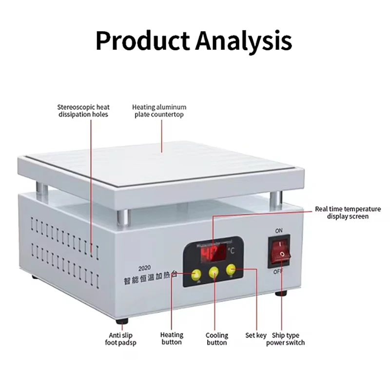 JH Heating Table Constant Temperature Preheating Platform Mini Hot Plate Digital Soldering Rework Station for PCB SMD