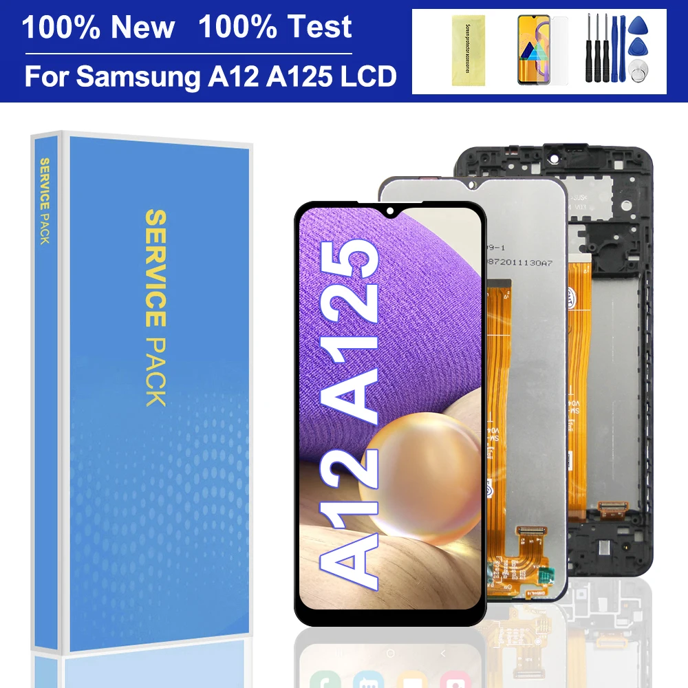 6.5 inch For Samsung A12 A125 LCD Display with frame Touch Screen Digitizer Replacemen For Samsung SM-A125F A125F/DS Display