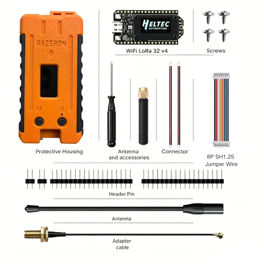 Meshtastic MeshCore Node Heltec V4 V4.3 Behuizing LoRa 28dBm WiFi BLE GPS IoT Kit