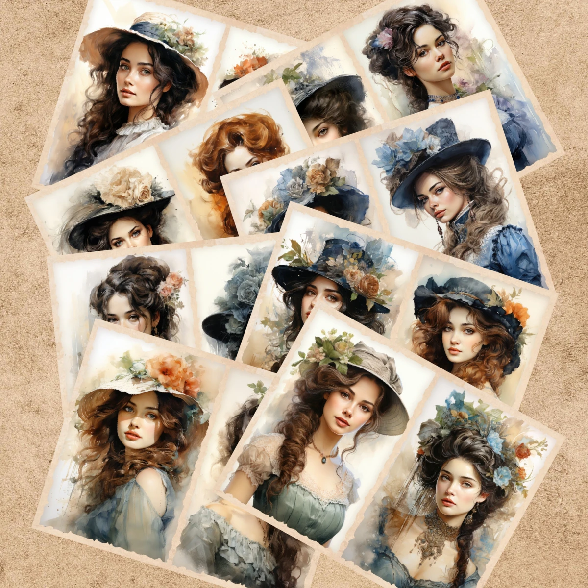16 Sheets A5 Size Gorgeous Victorian Girl Background Vintage Grunge Journal Planning Scrapbooking